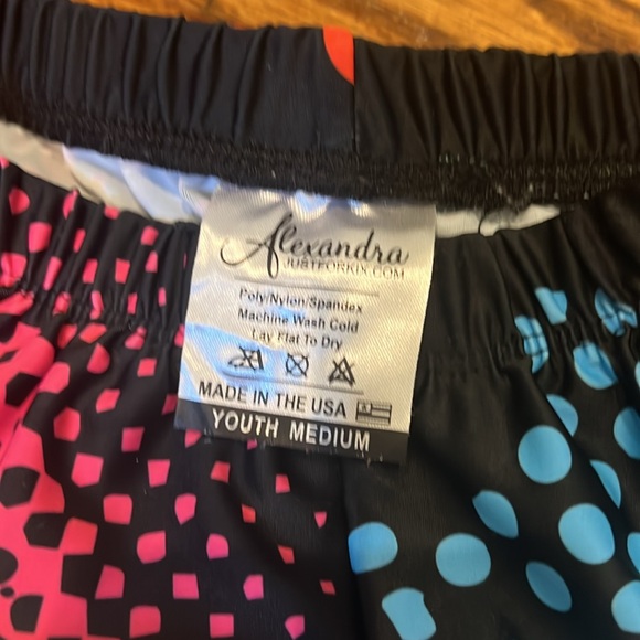 Girls satin bomber jacket and pop art leggings size 8. Great 90s costume! - Picture 7 of 9